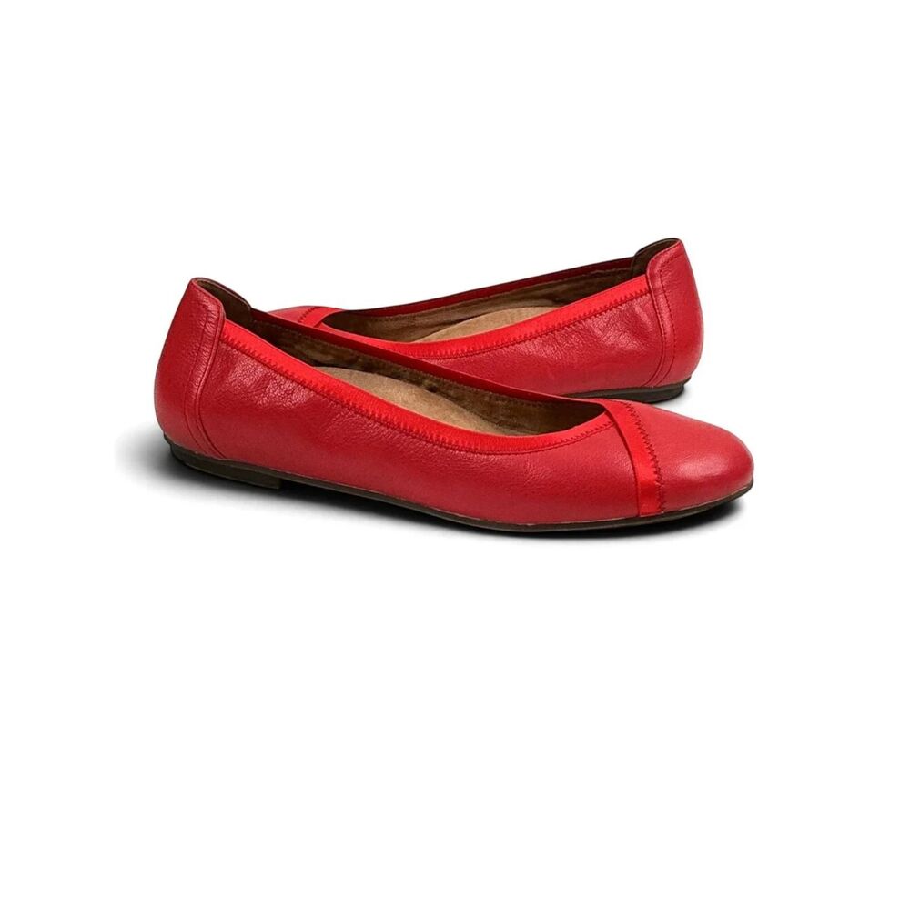 Vionic Caroll Ballet Flats Cherry Red Leather Women's Size 9 Elegant Orthopedic